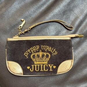 Juicy Couture Black and Gold 'Preppy Royalty' Wristlet Clutch